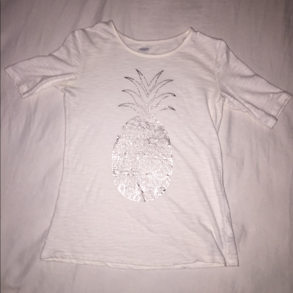 White Tee w/ Gold Pineapple